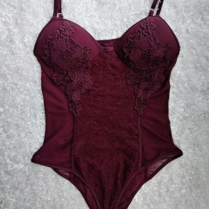 Sexy Mesh, lace, Burgundy Bodysuit